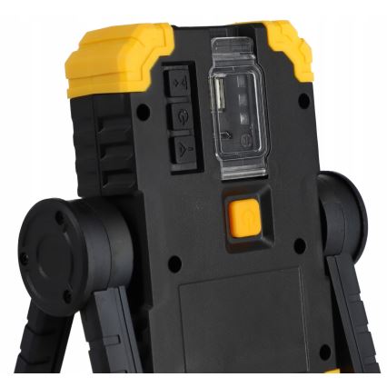 Faro ricaricabile LED con altoparlante e funzione power bank LED/10W/5V 4400 mAh IP44 nero/giallo