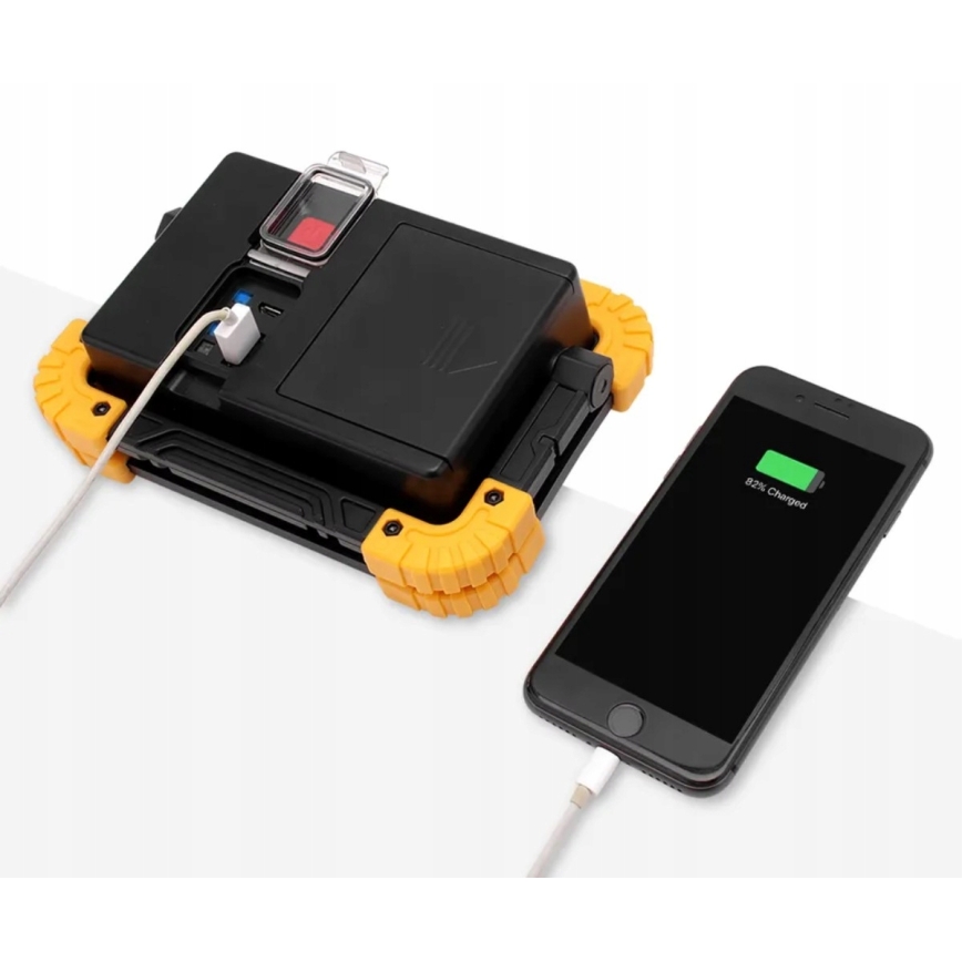 LED Proiettore ricaricabile con funzione power bank LED/20W/5V 4400 mAh IP44 nero/giallo