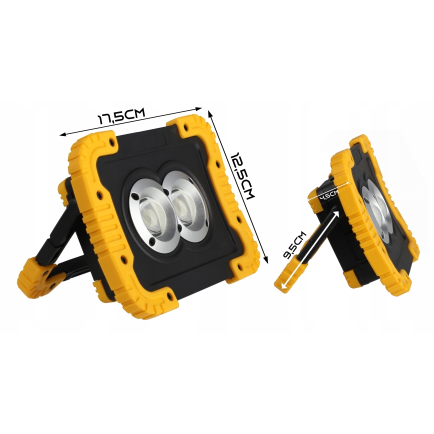 LED Proiettore ricaricabile con funzione power bank LED/20W/5V 4400 mAh IP44 nero/giallo