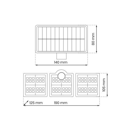 LED Proiettore solare con sensore di movimento e crepuscolare LED/20W/3,7V 1200 mAh IP44 + telecomando