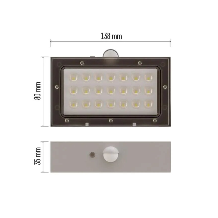 LED Proiettore solare con sensore di movimento LED/3,7V 1200mAh 4000K IP65 bianco