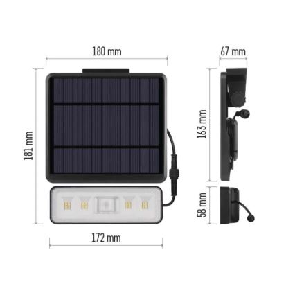 LED Proiettore solare con sensore di movimento LED/3,7V 2500mAh 4000K IP54