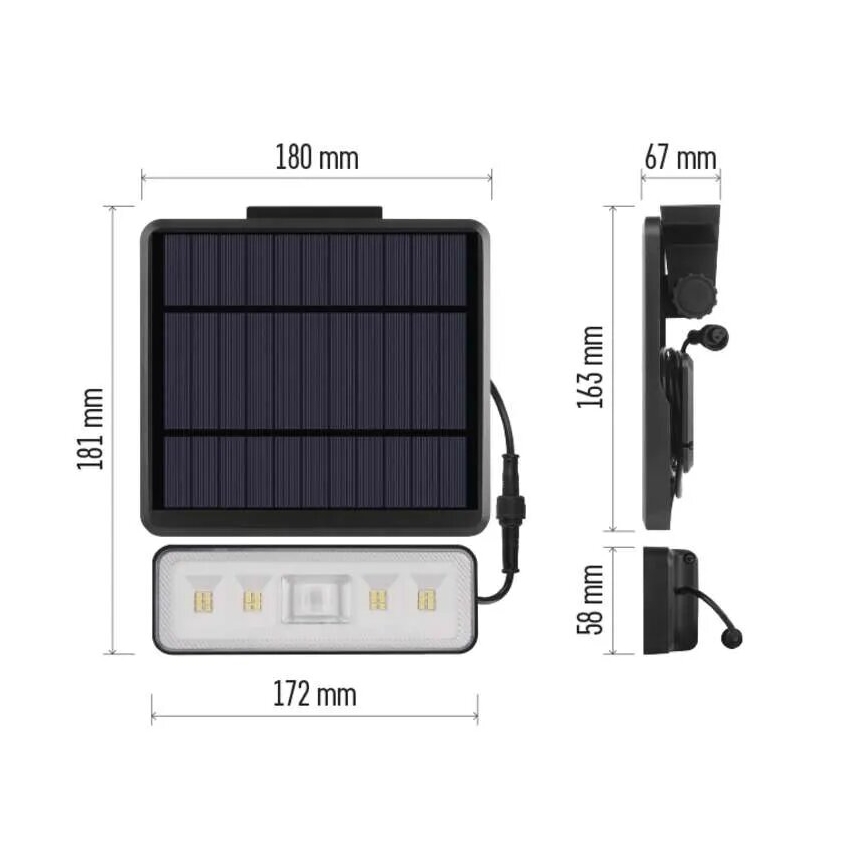 LED Proiettore solare con sensore di movimento LED/3,7V 2500mAh 4000K IP54