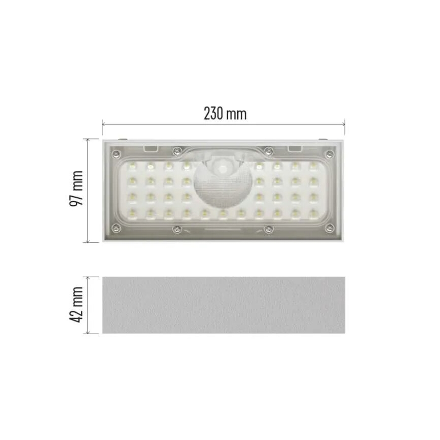 LED Proiettore solare con sensore di movimento LED/3,7V 3000mAh 4000K IP65 bianco