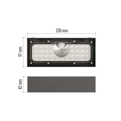 LED Proiettore solare con sensore di movimento LED/3,7V 3000mAh 4000K IP65 nero