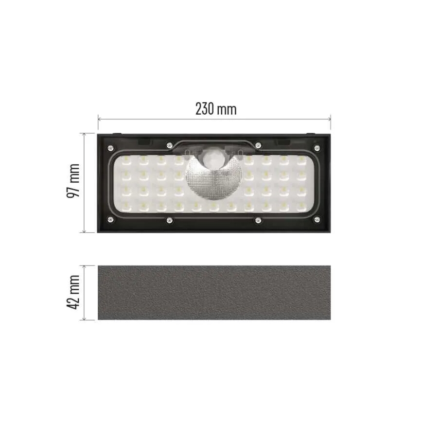 LED Proiettore solare con sensore di movimento LED/3,7V 3000mAh 4000K IP65 nero