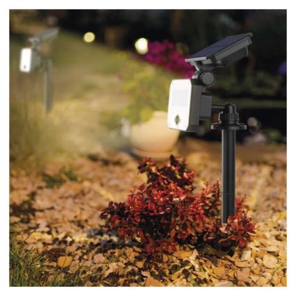 LED Proiettore solare con sensore di movimento SPILO LED/3,7V 3600mAh 3000K IP54 + telecomando