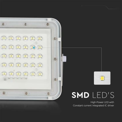 LED da esterno dimmerabile solare per riflettore LED/10W/3,2V IP65 6400K 6000 mAh bianco + telecomando