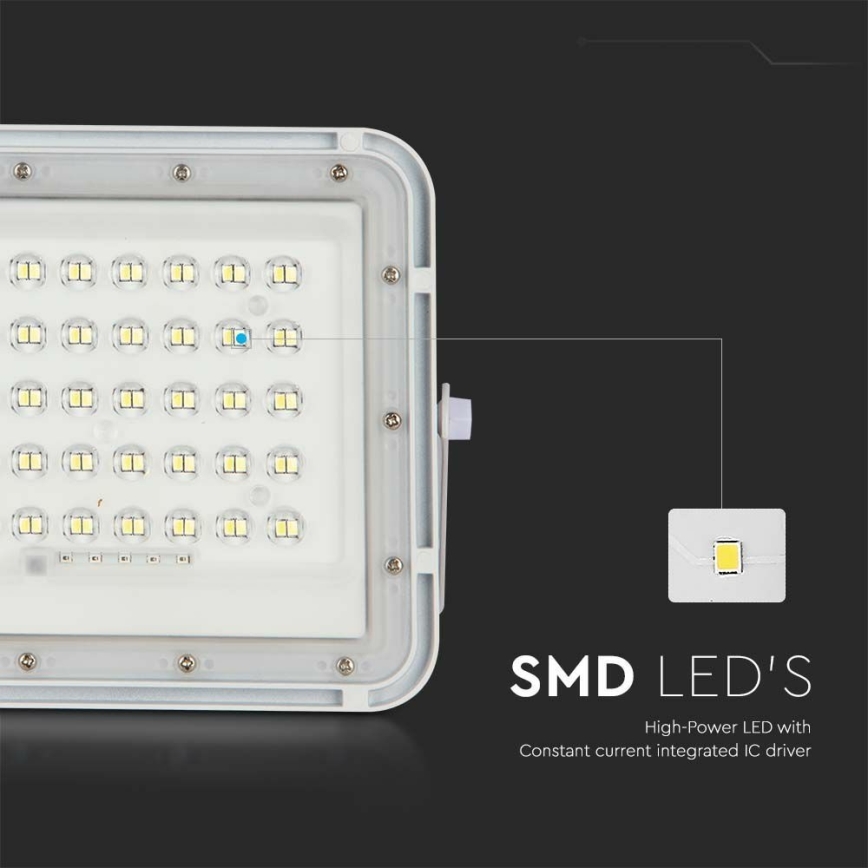 LED da esterno dimmerabile solare per riflettore LED/10W/3,2V IP65 6400K 6000 mAh bianco + telecomando