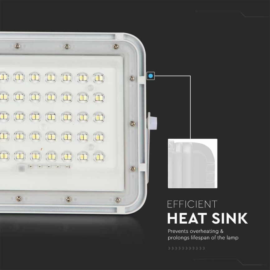 LED da esterno dimmerabile solare per riflettore LED/10W/3,2V IP65 6400K 6000 mAh bianco + telecomando