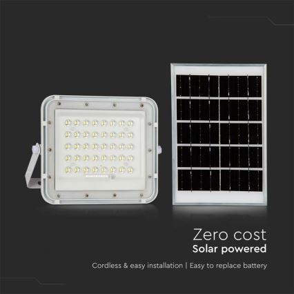 LED da esterno dimmerabile solare per riflettore LED/10W/3,2V IP65 6400K 6000 mAh bianco + telecomando