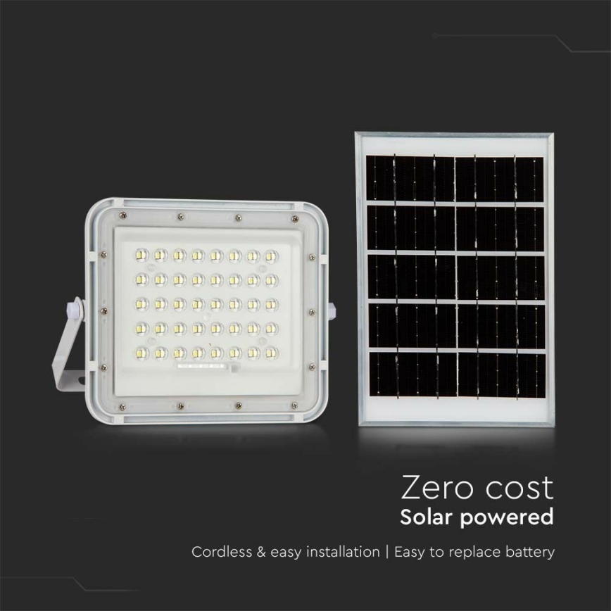 LED da esterno dimmerabile solare per riflettore LED/10W/3,2V IP65 6400K 6000 mAh bianco + telecomando