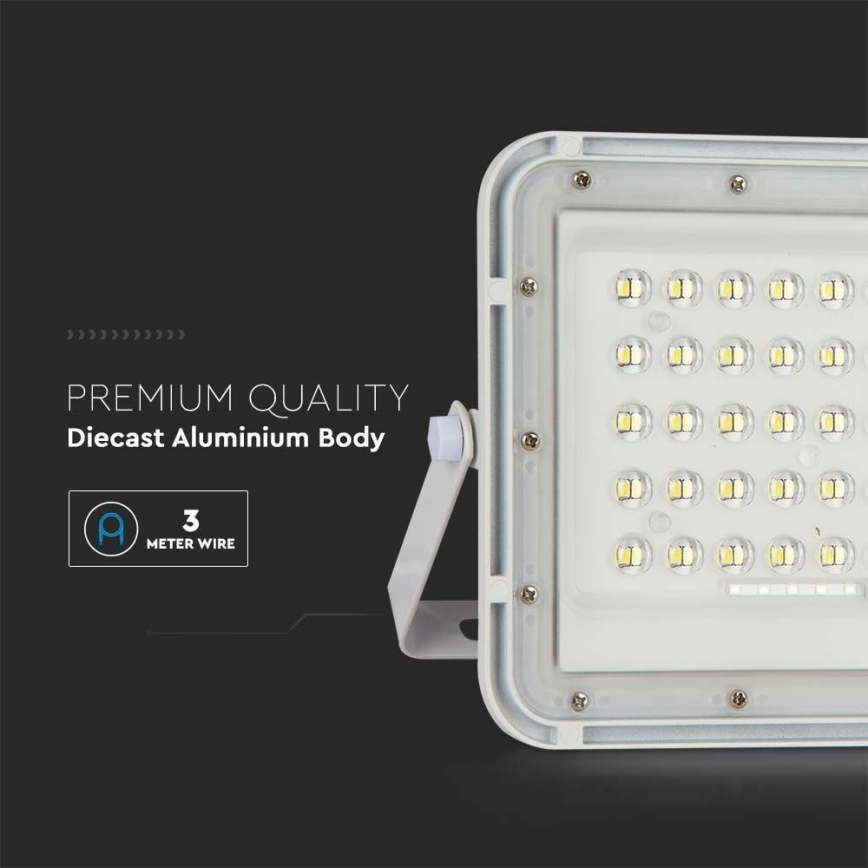 LED da esterno dimmerabile solare per riflettore LED/10W/3,2V IP65 6400K 6000 mAh bianco + telecomando