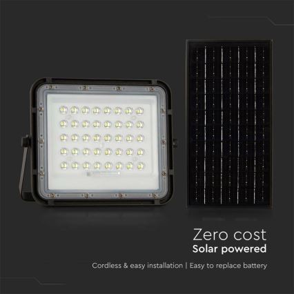 LED Proiettore solare dimmerabile per esterni LED/10W/3,2V IP65 6400K 6000 mAh nero + telecomando