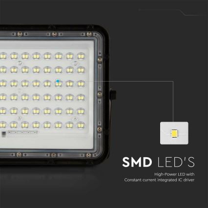 LED da esterno dimmerabile solare per riflettore LED/15W/3,2V IP65 4000K 12000 mAh nero + telecomando