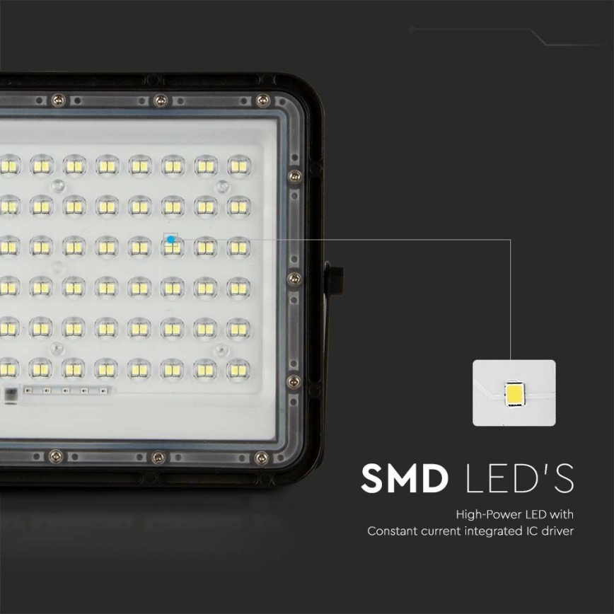 LED da esterno dimmerabile solare per riflettore LED/15W/3,2V IP65 4000K 12000 mAh nero + telecomando