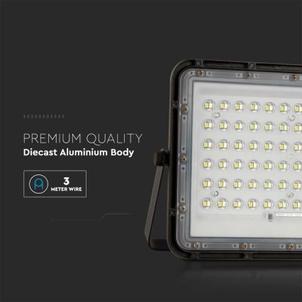 LED da esterno dimmerabile solare per riflettore LED/15W/3,2V IP65 4000K 12000 mAh nero + telecomando