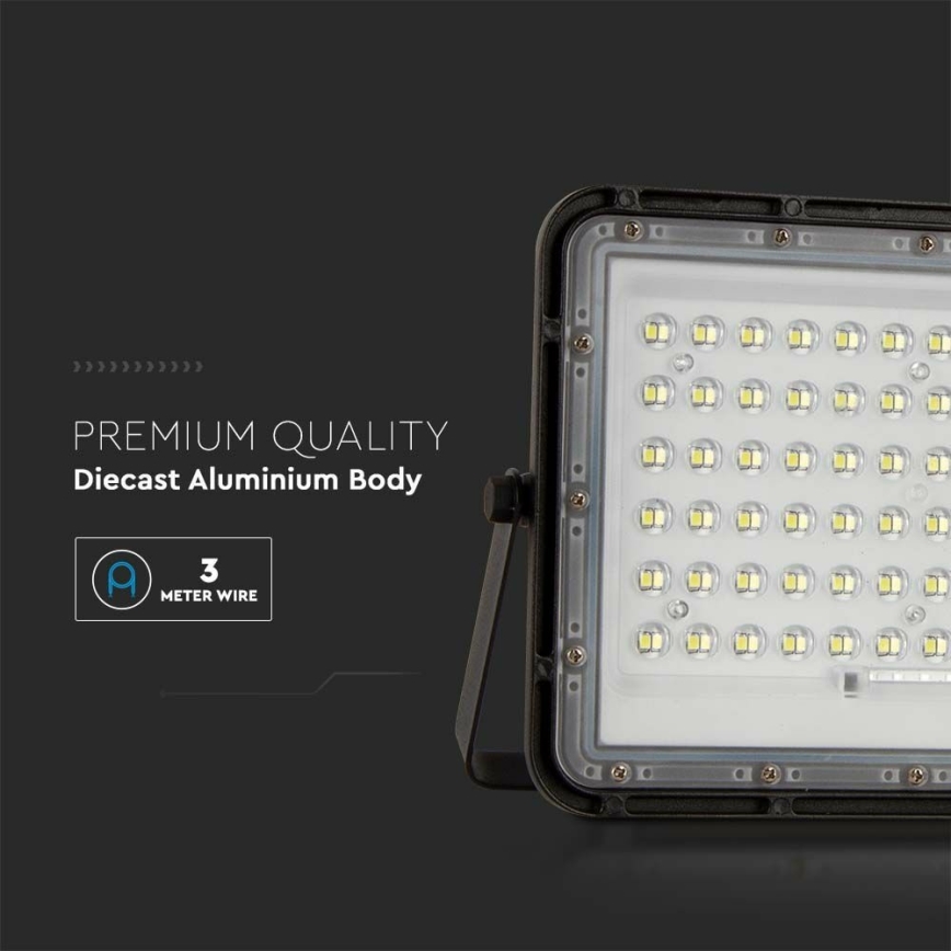 LED da esterno dimmerabile solare per riflettore LED/15W/3,2V IP65 4000K 12000 mAh nero + telecomando