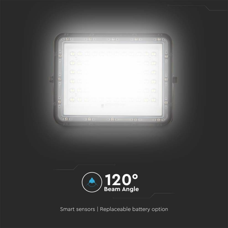 LED da esterno dimmerabile solare per riflettore LED/15W/3,2V IP65 4000K 12000 mAh nero + telecomando