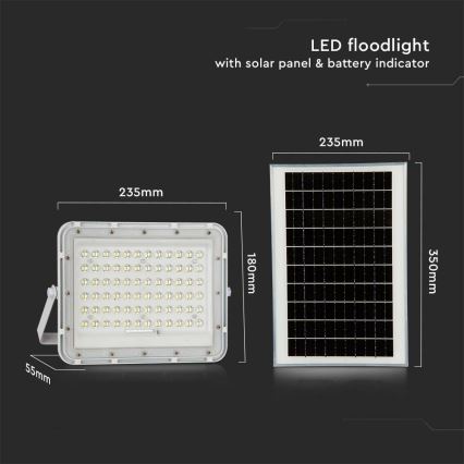 LED Proiettore solare dimmerabile per esterni LED/15W/3,2V IP65 6400K bianco + telecomando