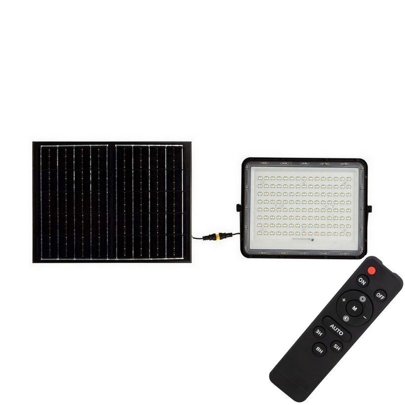 LED Proiettore solare da esterno LED/20W/3,2V 6400K nero IP65 + telecomando