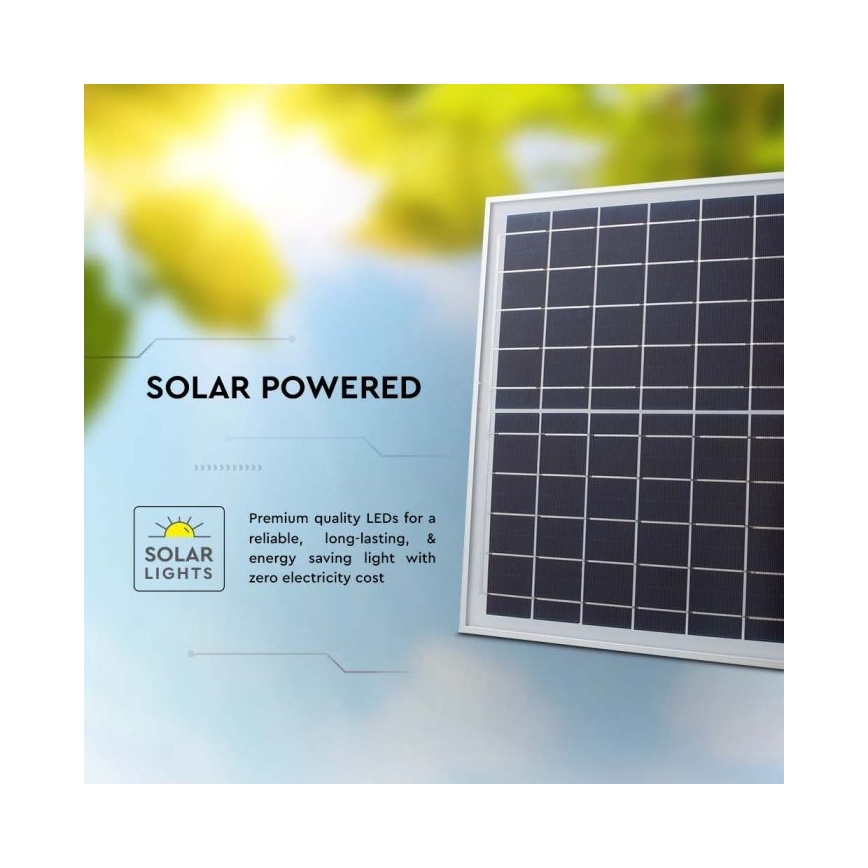 LED Proiettore solare da esterno LED/20W/3,2V IP65 4000K + telecomando