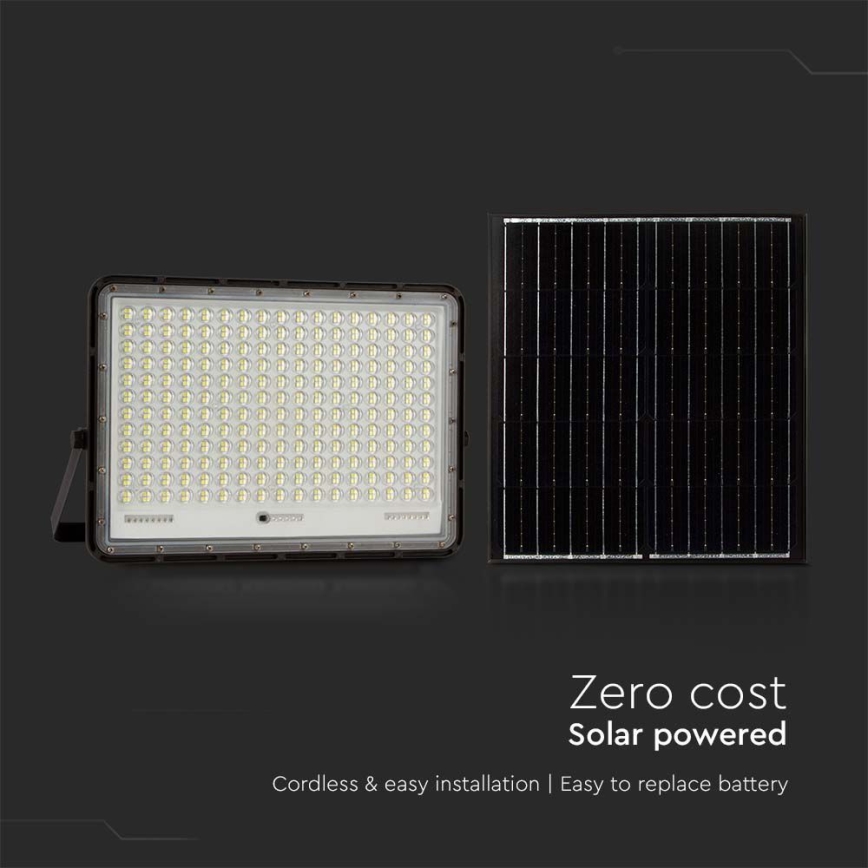 LED Proiettore solare da esterno LED/30W/3,2V 4000K nero IP65 + telecomando