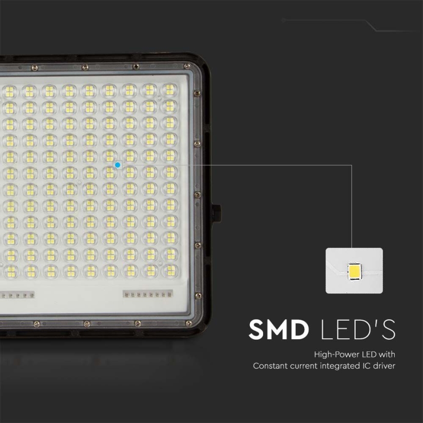 LED Proiettore solare da esterno LED/30W/3,2V 6400K nero IP65 + telecomando