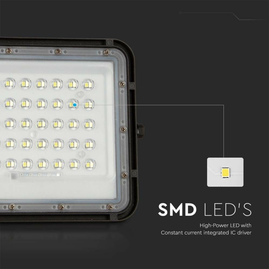 LED Proiettore solare dimmerabile per esterni LED/6W/3,2V IP65 6400K 5000 mAh nero + telecomando