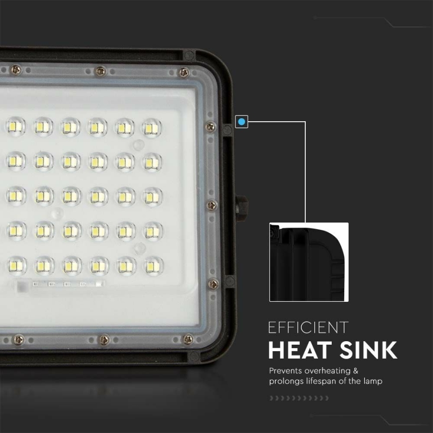 LED Proiettore solare dimmerabile per esterni LED/6W/3,2V IP65 6400K 5000 mAh nero + telecomando