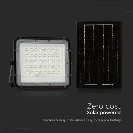 LED Proiettore solare dimmerabile per esterni LED/6W/3,2V IP65 6400K 5000 mAh nero + telecomando