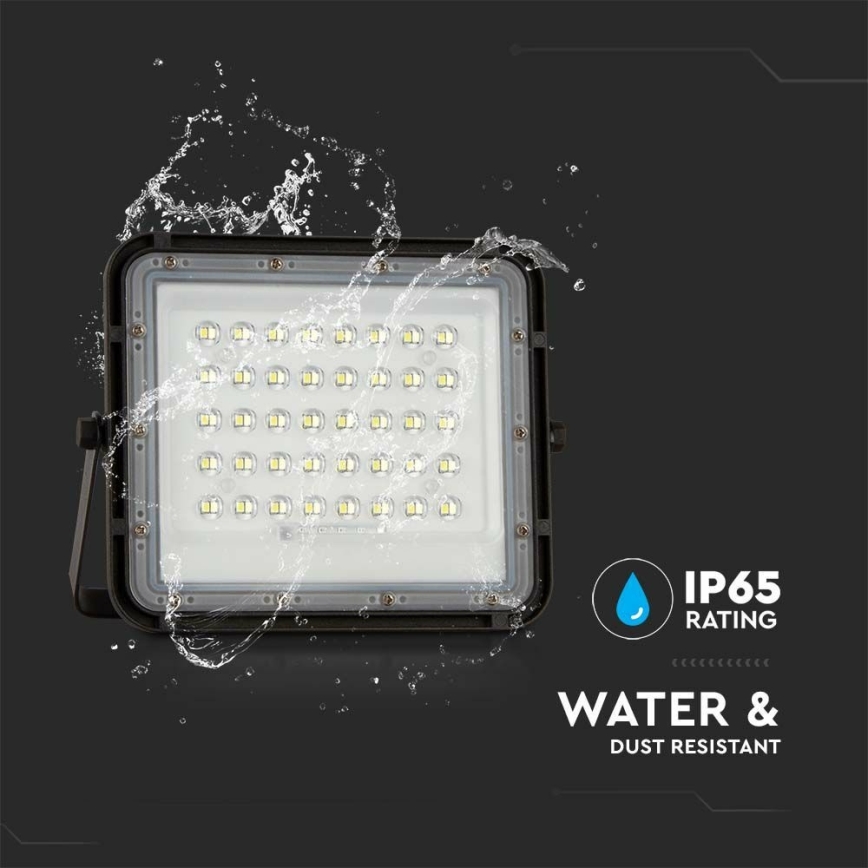 LED Proiettore solare dimmerabile per esterni LED/6W/3,2V IP65 6400K 5000 mAh nero + telecomando