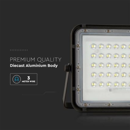 LED Proiettore solare dimmerabile per esterni LED/6W/3,2V IP65 6400K 5000 mAh nero + telecomando