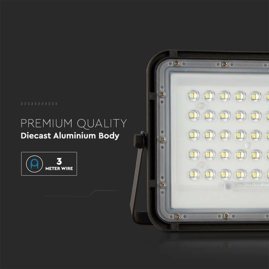 LED Proiettore solare dimmerabile per esterni LED/6W/3,2V IP65 6400K 5000 mAh nero + telecomando