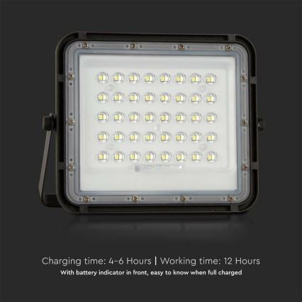 LED Proiettore solare dimmerabile per esterni LED/6W/3,2V IP65 6400K 5000 mAh nero + telecomando