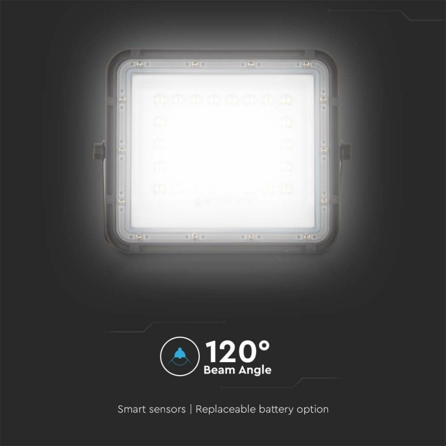 LED Proiettore solare dimmerabile per esterni LED/6W/3,2V IP65 6400K 5000 mAh nero + telecomando