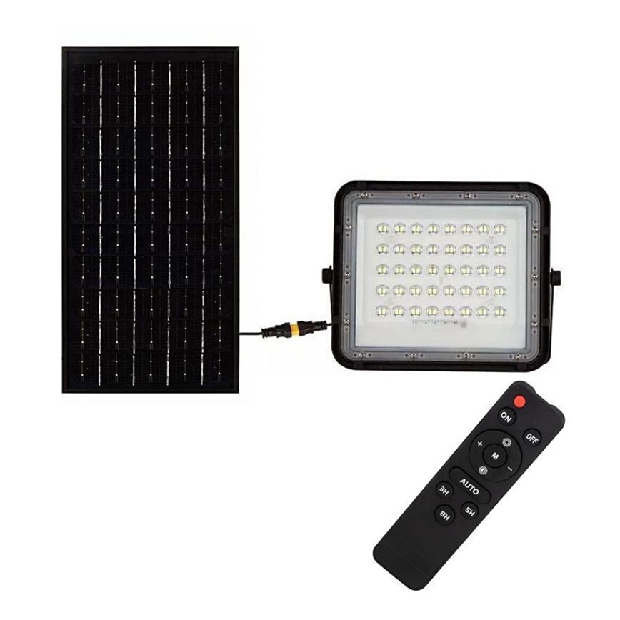 LED Proiettore solare dimmerabile per esterni LED/10W/3,2V IP65 6400K 6000 mAh nero + telecomando