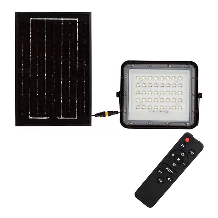 LED Proiettore solare dimmerabile per esterni LED/6W/3,2V IP65 6400K 5000 mAh nero + telecomando