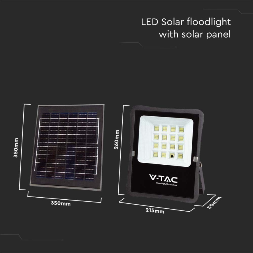 LED Proiettore solare per esterni LED/12W/3,2V 6400K IP65 + telecomando