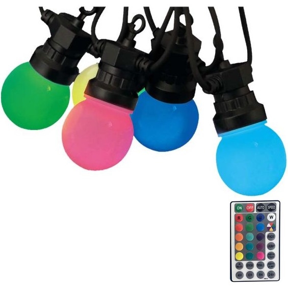 LED RGB Catena da esterno STRING 13 m 15xLED/0,5W/230V IP44 + telecomando