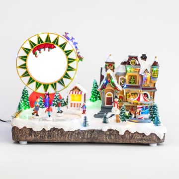 LED RGB Decorazione natalizia animata con musica 30xLED/1,5W/230V snowy village