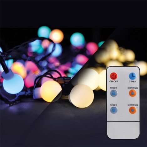 LED RGB Dimmerabile Catena natalizia 100xLED/8 funzioni 15m IP44 + TC