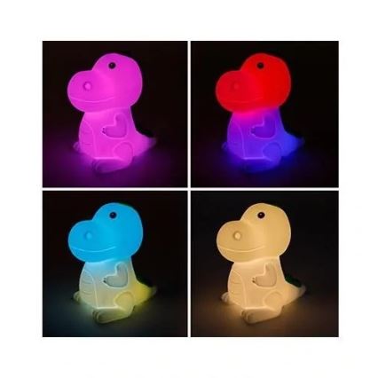Luce notturna LED RGBW ricaricabile e dimmerabile per bambini, 2,5W/5V, 3000K, 1200 mAh, dinosauro