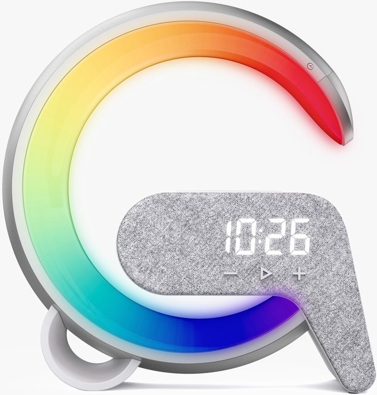 LED RGB Lampada da tavolo dimmerabile con sveglia e Qi di ricarica 30W/230V argento