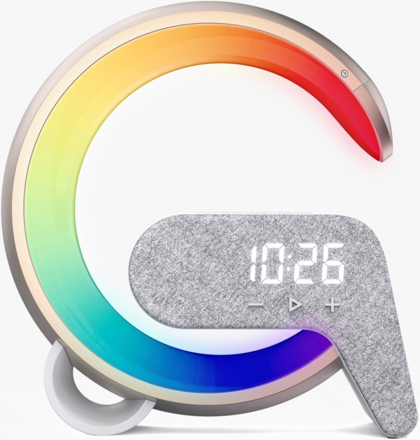LED RGB Lampada da tavolo dimmerabile con sveglia e Qi di ricarica 30W/230V oro