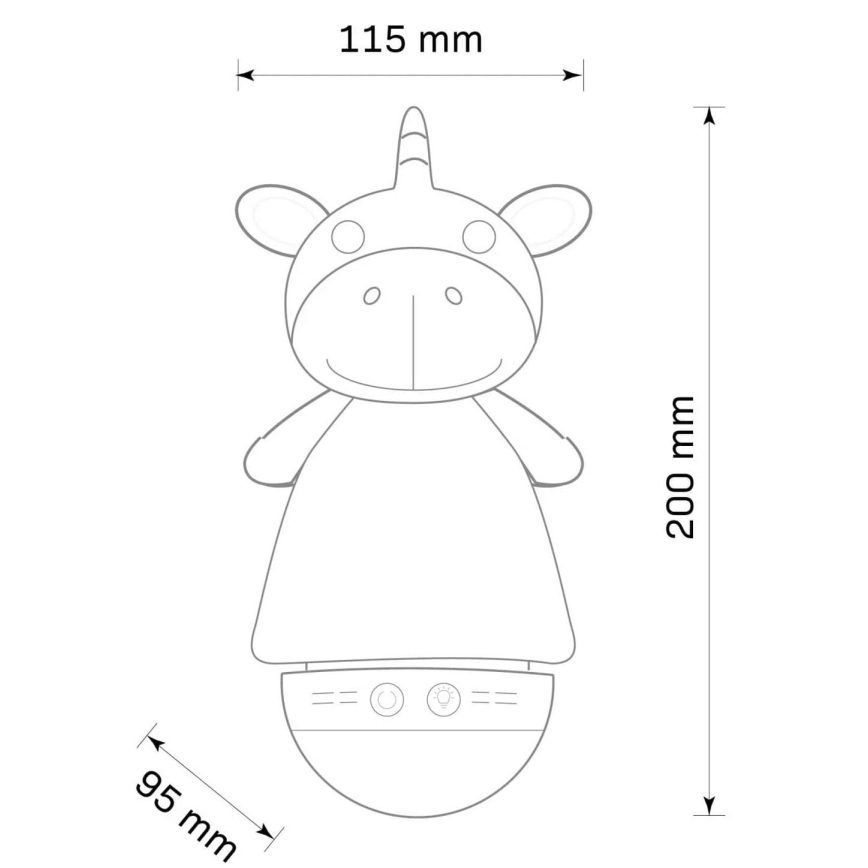 LED RGB Lampada notturna per bambini con un melody 3xAAA/5V unicorno