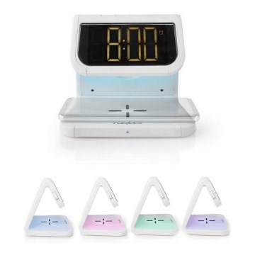 LED RGB Orologio a sveglia con caricatore wireless LED/10W/5V bianco