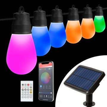 LED RGBIC dimmerabile catena luminosa solare 30 LED/1,3W/3,7V 2200 mAh 14,37 m IP65 nero + telecomando