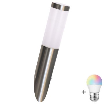 LED RGBW applique da esterno dimmerabile LIVIA 1xE27/6,5W/230V 2700-6500K Wi-Fi IP44 argento