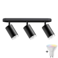 LED RGBW dimmerabile faretto da bagno TURYN 3xGU10/4,8W/230V 3000K IP44 nero + telecomando